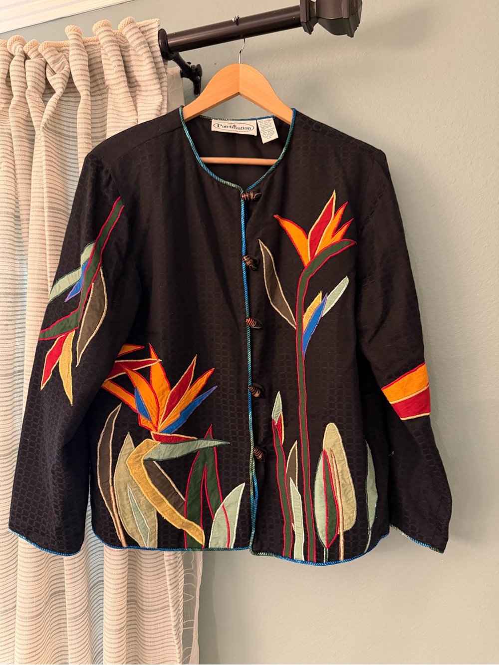 Patchington Black Embroidered Floral Jacket size L